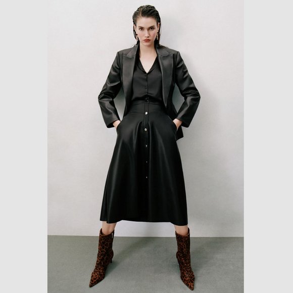 SOLD! LAST ONE!!! ZARA A-Line Midi Skirt with Buttons* - Picture 6 of 13